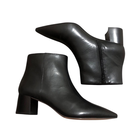 ANN TAYLOR pointed toe black leather booties - Picture 2 of 5
